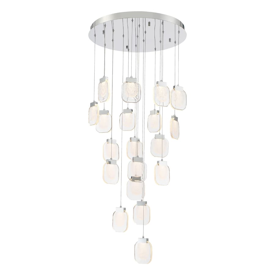 Eurofase Lighting Paget 29" Wide 3000K LED Round 19-Light Pendant with Piastra Glass Shades