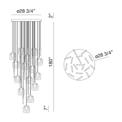 Eurofase Lighting Paget 29" Wide 3000K LED Round 19-Light Pendant with Piastra Glass Shades