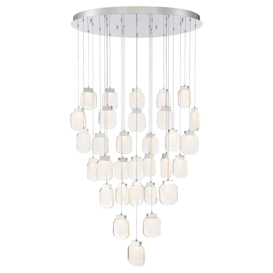 Eurofase Lighting Paget 39" Wide 3000K LED Round 31-Light Pendant Light with Piastra Glass Shades
