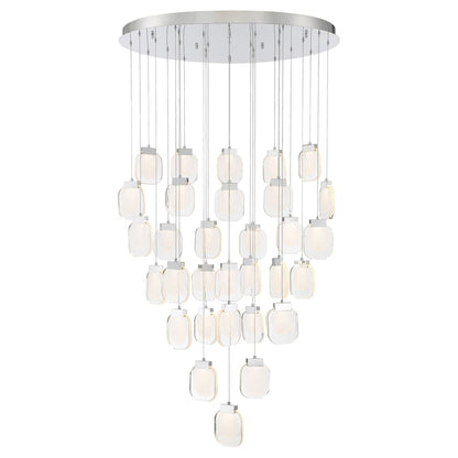 Eurofase Lighting Paget 39" Wide 3000K LED Round 31-Light Pendant Light with Piastra Glass Shades