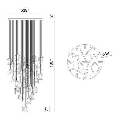 Eurofase Lighting Paget 39" Wide 3000K LED Round 31-Light Pendant Light with Piastra Glass Shades