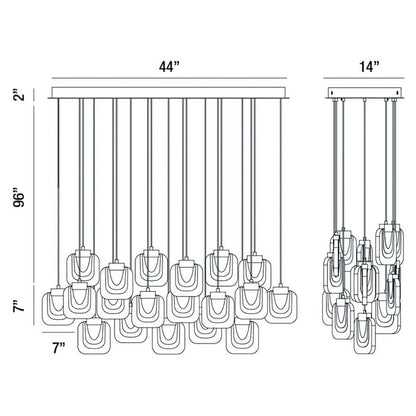 Eurofase Lighting Paget 16 Light 44" Wide LED Multi Light Pendant