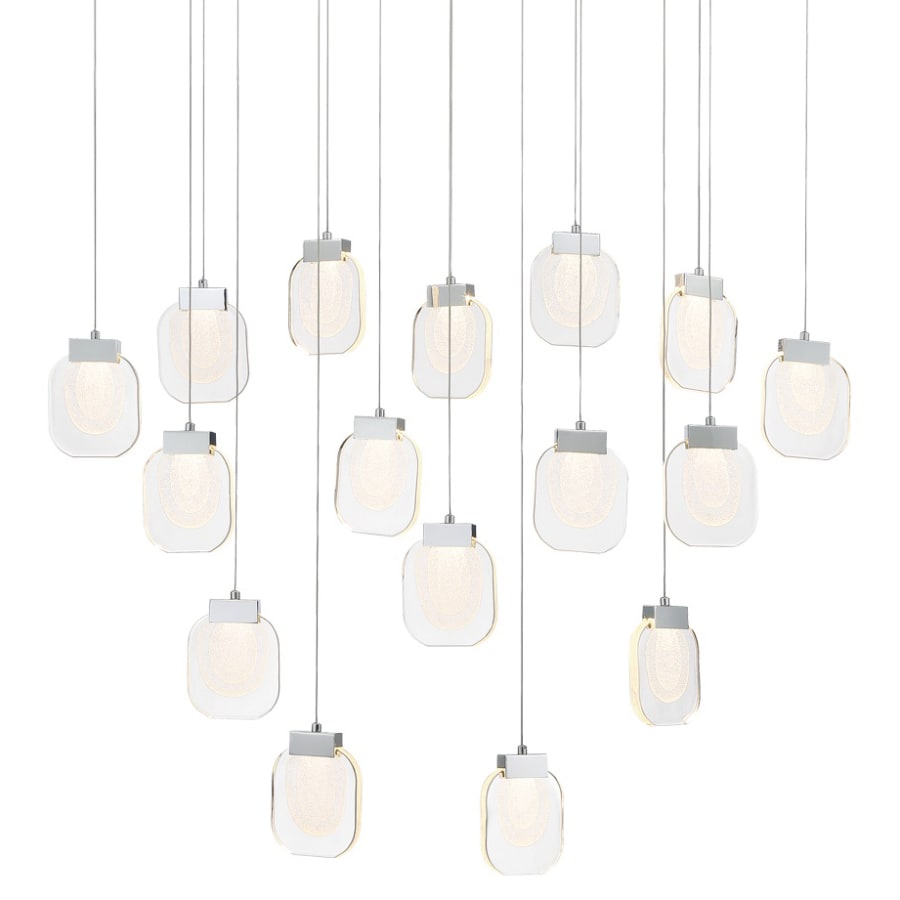 Eurofase Lighting Paget 44" Wide 3000K LED Linear 16 Pendant Light with Piastra Glass Shades