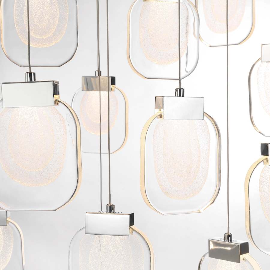 Eurofase Lighting Paget 44" Wide 3000K LED Linear 16 Pendant Light with Piastra Glass Shades
