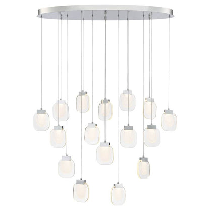 Eurofase Lighting Paget 44" Wide 3000K LED Linear 16 Pendant Light with Piastra Glass Shades