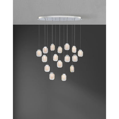 Eurofase Lighting Paget 44" Wide 3000K LED Linear 16 Pendant Light with Piastra Glass Shades