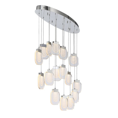 Eurofase Lighting Paget 44" Wide 3000K LED Linear 16 Pendant Light with Piastra Glass Shades