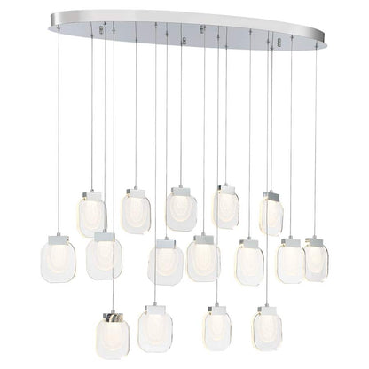 Eurofase Lighting Paget 44" Wide 3000K LED Linear 16 Pendant Light with Piastra Glass Shades