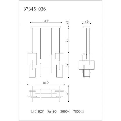 Eurofase Lighting Coburg 14" Wide LED Linear Chandelier