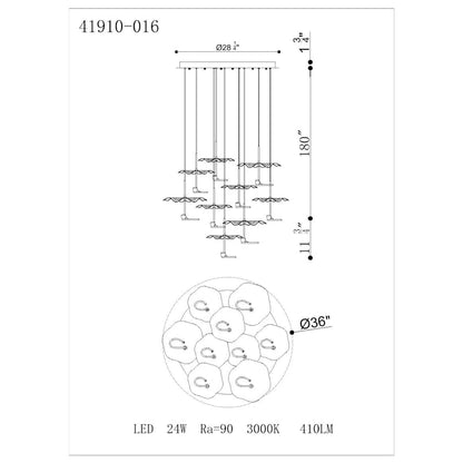 Eurofase Lighting Lagatto 9 Light 36" Wide LED Suspension Multi Light Pendant