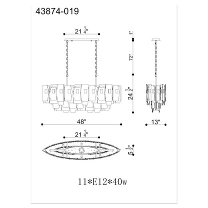 Eurofase Lighting Cocolina 11 Light 48" Wide Abstract Linear Chandelier