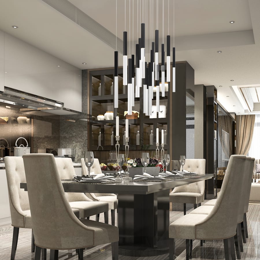 Eurofase Lighting Benicio 18 Light 42" Wide 3000K LED Linear Crystal Pendant