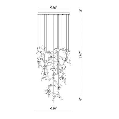 Eurofase Lighting Matera 25 Light 36" Wide LED Abstract Chandelier