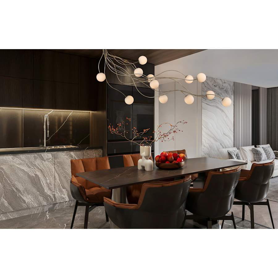 Eurofase Lighting Athena 12 Light 59" Wide LED Semi-Flush Globe Ceiling Fixture