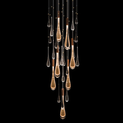 Fine Art Handcrafted Lighting Rain 10 Light 18" Wide LED Suspension Multi Light Pendant