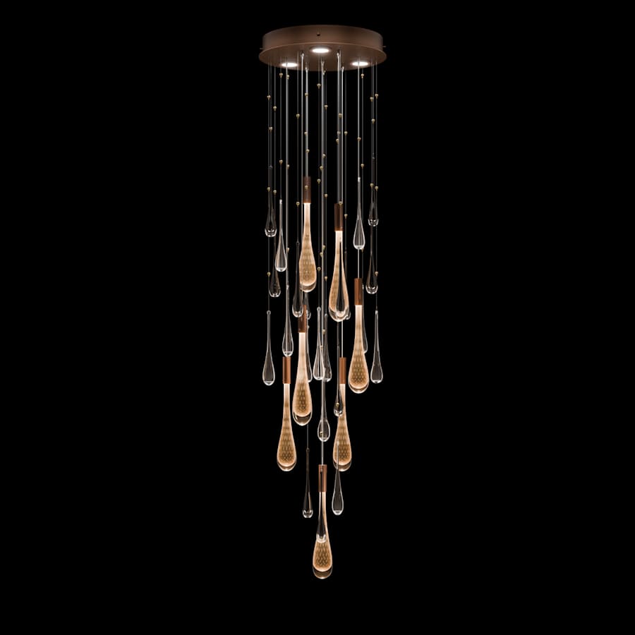 Fine Art Handcrafted Lighting Rain 10 Light 18" Wide LED Suspension Multi Light Pendant