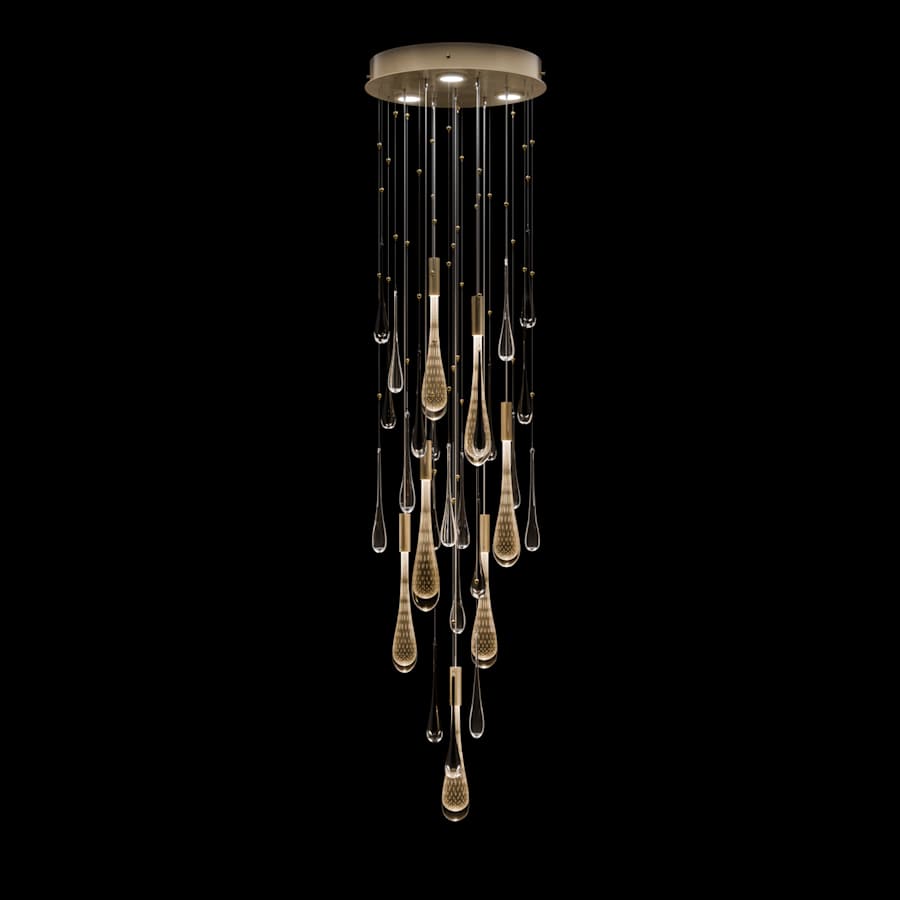 Fine Art Handcrafted Lighting Rain 10 Light 18" Wide LED Suspension Multi Light Pendant