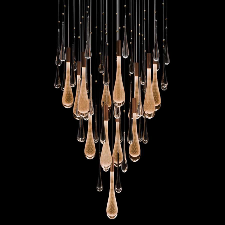 Fine Art Handcrafted Lighting Rain 21 Light 32" Wide LED Suspension Multi Light Pendant