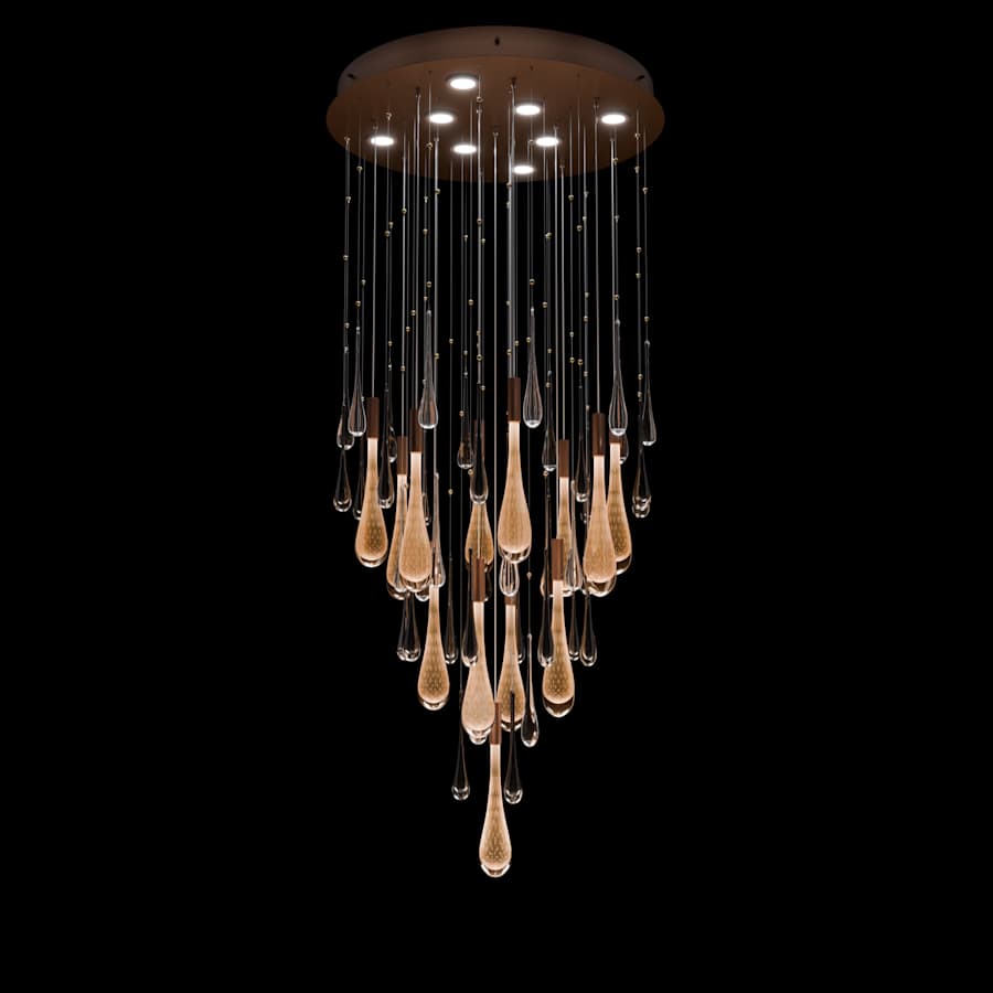 Fine Art Handcrafted Lighting Rain 21 Light 32" Wide LED Suspension Multi Light Pendant