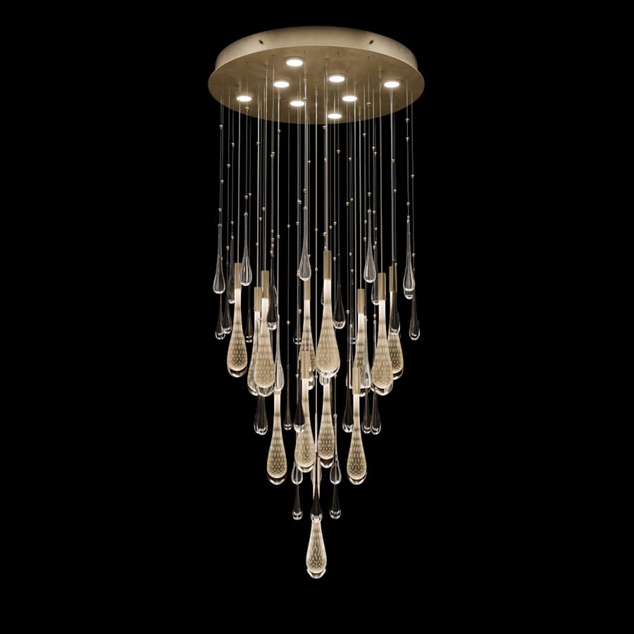 Fine Art Handcrafted Lighting Rain 21 Light 32" Wide LED Suspension Multi Light Pendant
