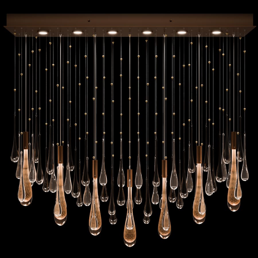 Fine Art Handcrafted Lighting Rain 13 Light 51" Wide LED Suspension Linear Pendant