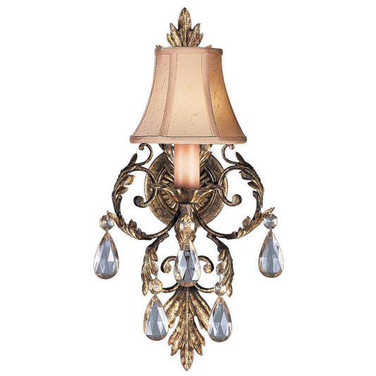 Fine Art Handcrafted Lighting A Midsummer Night's Dream Single-Light Wall Sconce with Linen Shade and Crystal Accents