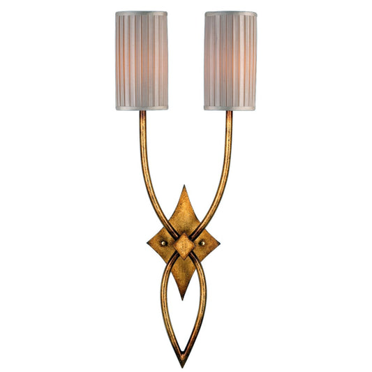 Fine Art Handcrafted Lighting Portobello Road Two-Light Wall Sconce with Hand-Tailored Silk Shade