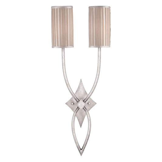 Fine Art Handcrafted Lighting Portobello Road Two-Light Wall Sconce with Hand-Tailored Silk Shade