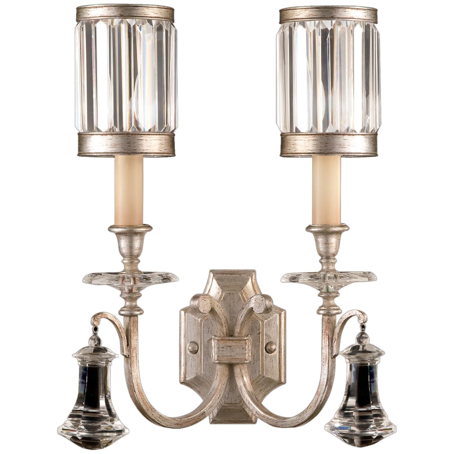 Fine Art Handcrafted Lighting Eaton Place Silver Two-Light Wall Sconce with Channel-Set Crystal Diffuser and Crystal Accents