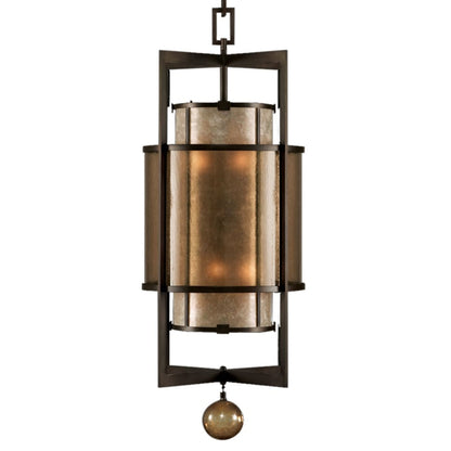 Fine Art Handcrafted Lighting Singapore Moderne 18" Diameter Six-Light Foyer Pendant with Mica and Glass Diffuser Panels