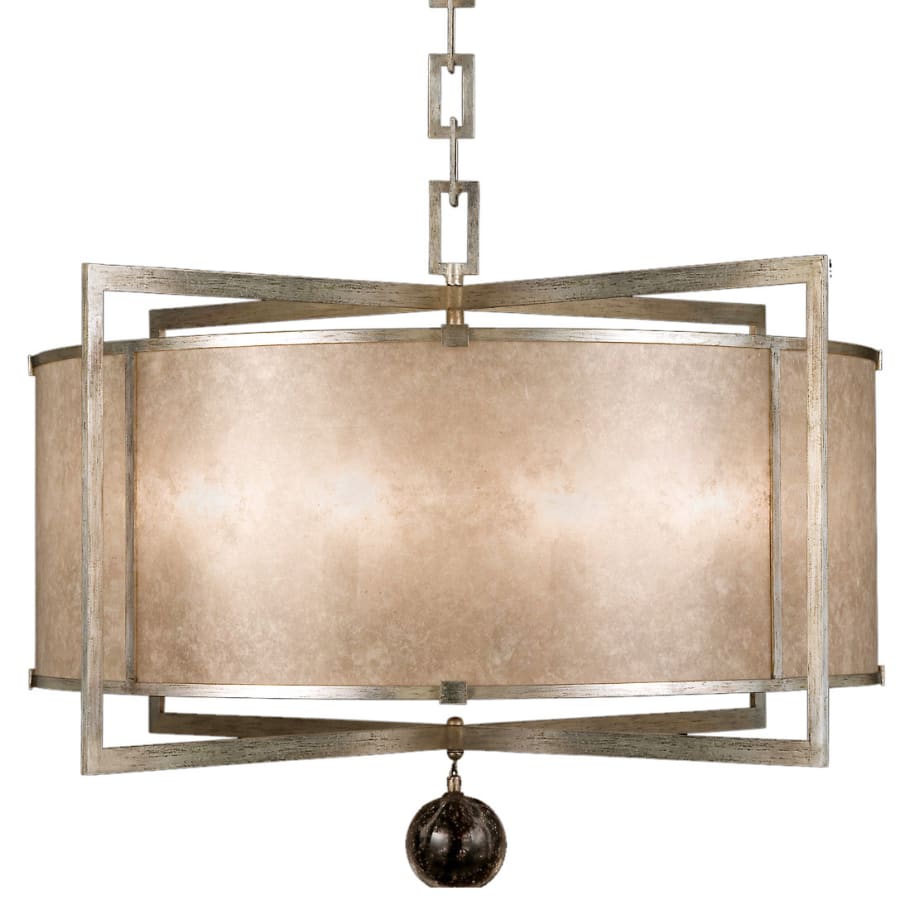 Fine Art Handcrafted Lighting Singapore Moderne Silver 40" Diameter Eight-Light Drum Pendant with Mica Diffuser Panels