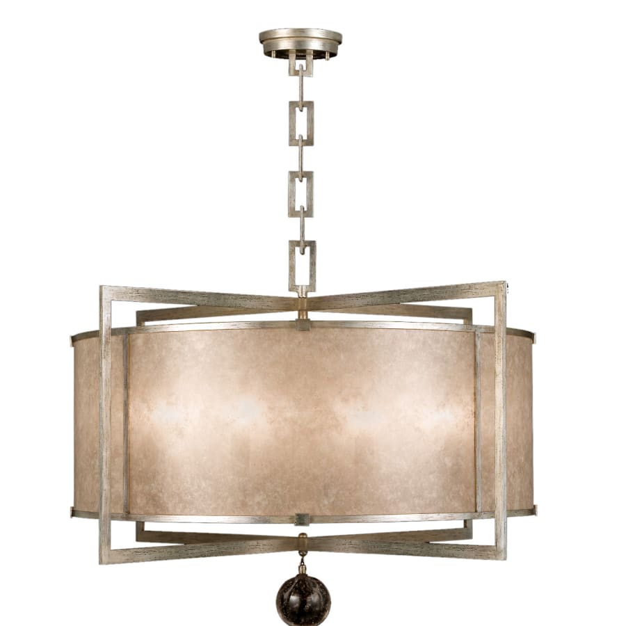 Fine Art Handcrafted Lighting Singapore Moderne Silver 40" Diameter Eight-Light Drum Pendant with Mica Diffuser Panels