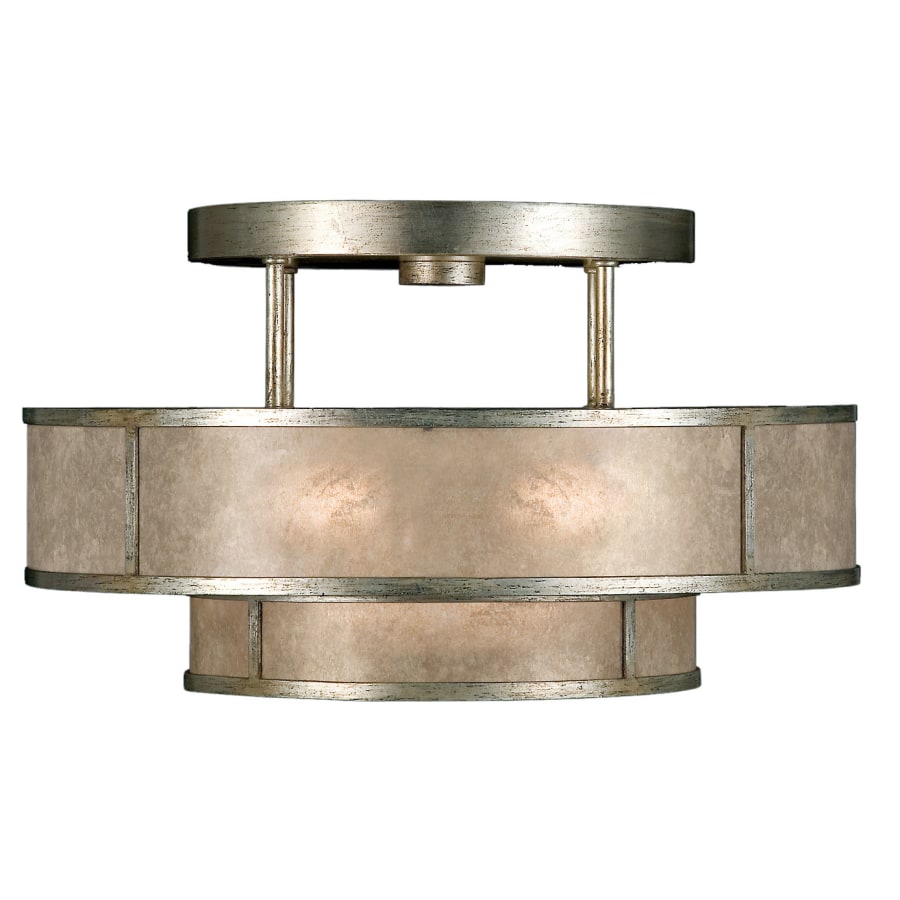 Fine Art Handcrafted Lighting Singapore Moderne Silver 24" Diameter Three-Light Semi-Flush Mount Ceiling Fixture with Mica Diffuser Panels
