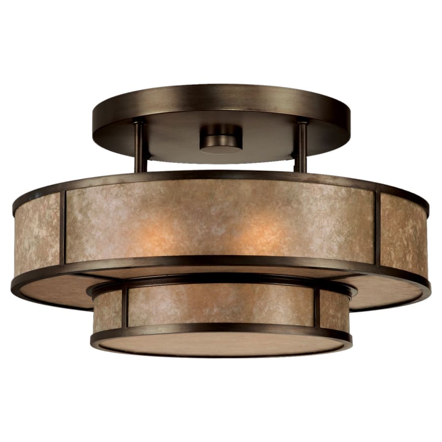 Fine Art Handcrafted Lighting Singapore Moderne 24" Diameter Three-Light Semi-Flush Mount Ceiling Fixture with Mica Diffuser Panels