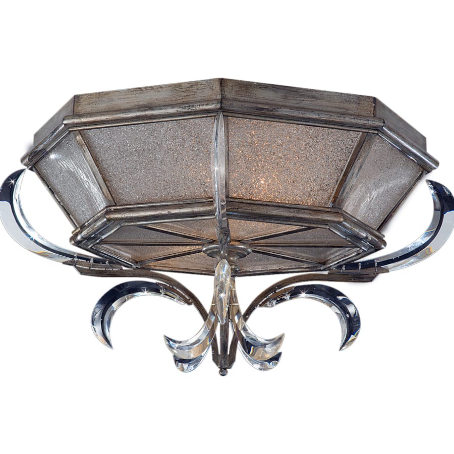 Fine Art Handcrafted Lighting Beveled Arcs 26" Diameter Two-Light Flush Mount Beveled Crystal Ceiling Fixture