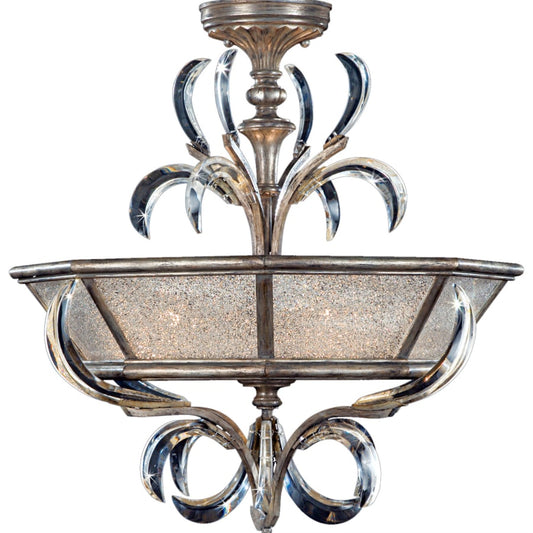 Fine Art Handcrafted Lighting Beveled Arcs 26" Diameter Three-Light Semi-Flush Mount Beveled Crystal Ceiling Fixture