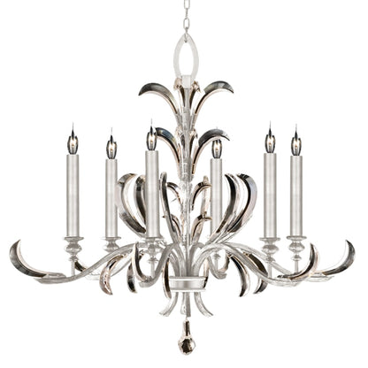 Fine Art Handcrafted Lighting Beveled Arcs 6 Light 37" Wide Crystal Chandelier