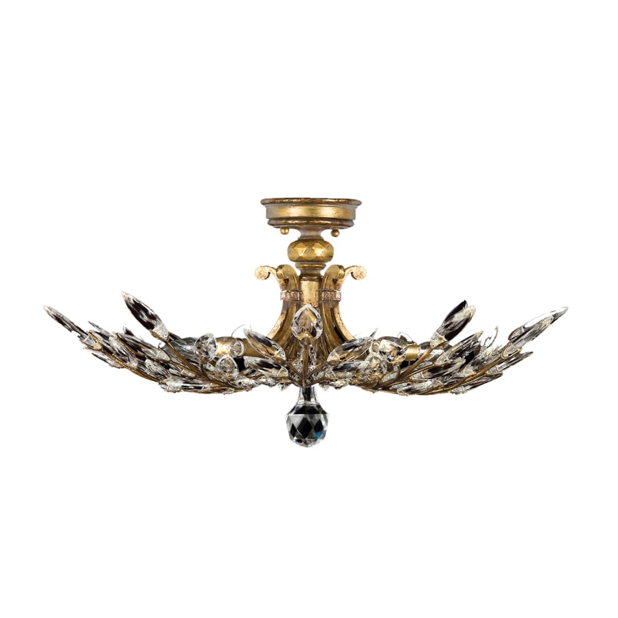 Fine Art Handcrafted Lighting Crystal Laurel 5 Light 28" Wide Semi-Flush Bowl Ceiling Fixture