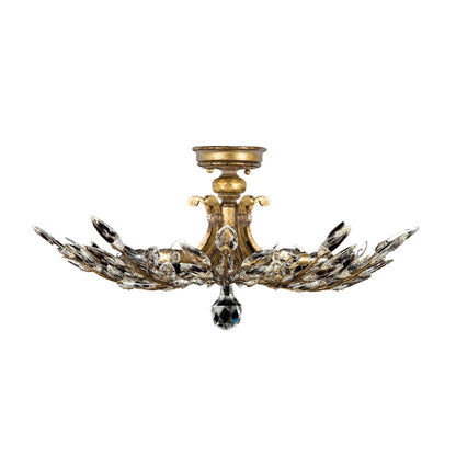 Fine Art Handcrafted Lighting Crystal Laurel 5 Light 28" Wide Semi-Flush Bowl Ceiling Fixture