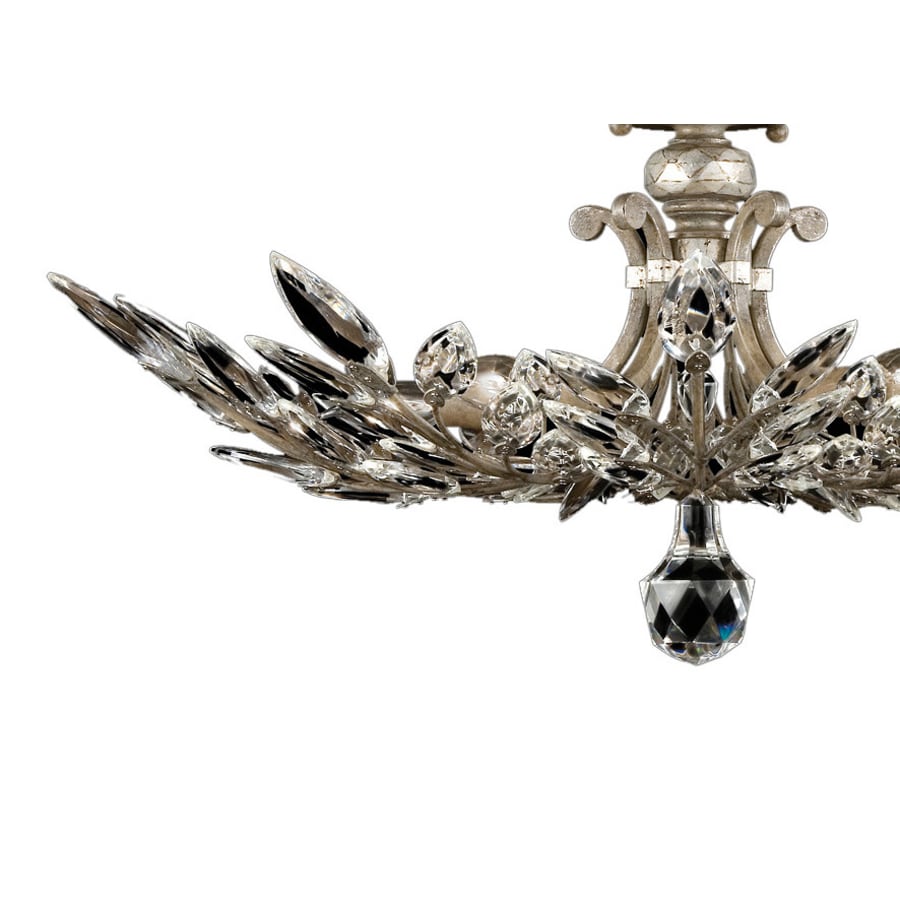 Fine Art Handcrafted Lighting Crystal Laurel 29" Diameter Five-Light Semi-Flush Mount Ceiling Fixture with Bold-Cut Stylized Crystal Leaves