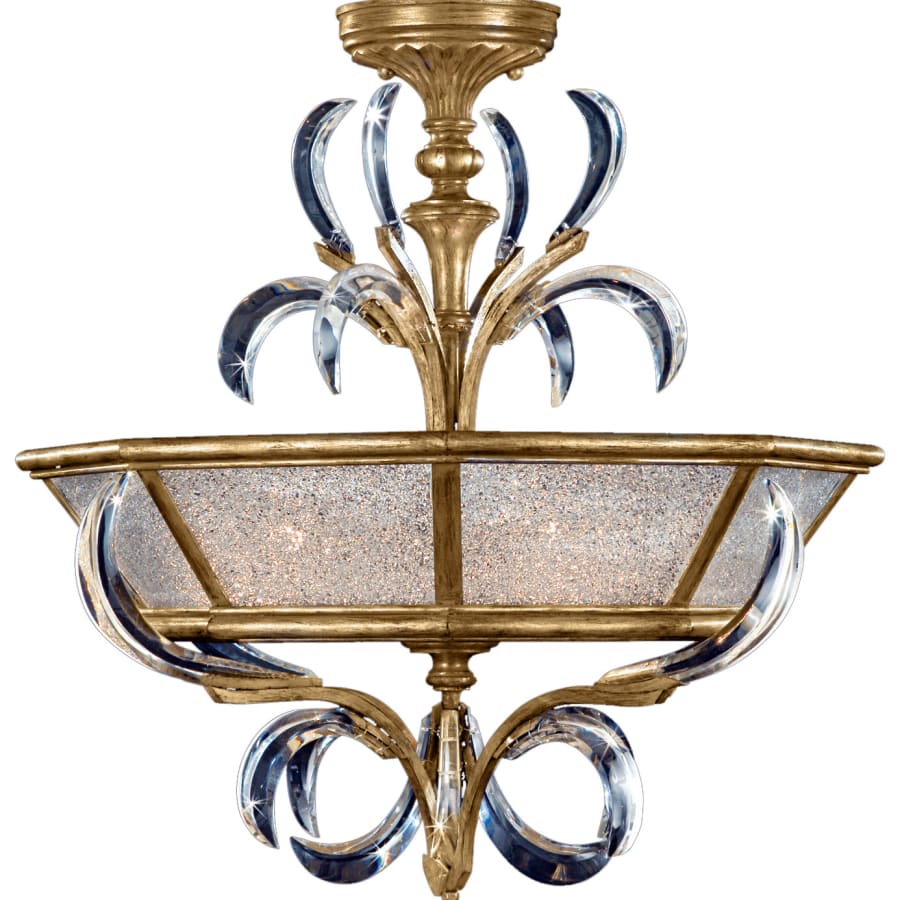 Fine Art Handcrafted Lighting Beveled Arcs Gold 26" Diameter Three-Light Semi-Flush Mount Beveled Crystal Ceiling Fixture