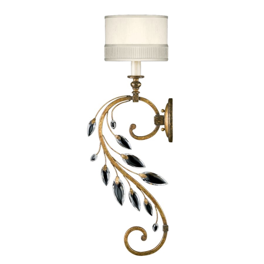 Fine Art Handcrafted Lighting Crystal Laurel Gold Single-Light Wall Sconce with Bold-Cut Stylized Crystal Leaves