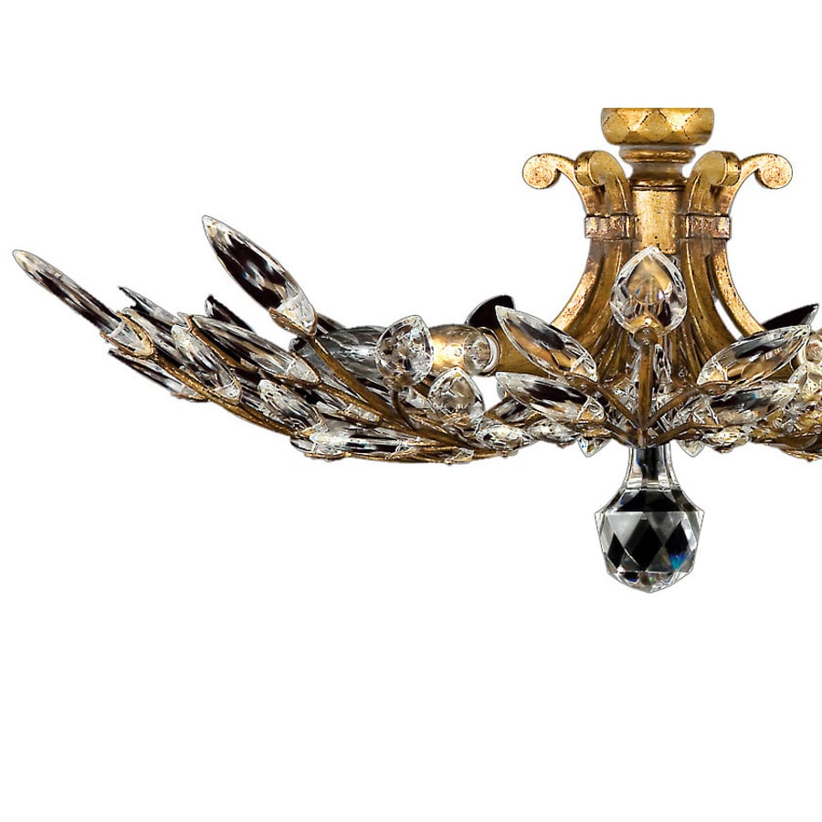 Fine Art Handcrafted Lighting Crystal Laurel Gold 29" Diameter Five-Light Semi-Flush Mount Ceiling Fixture with Bold-Cut Stylized Crystal Leaves
