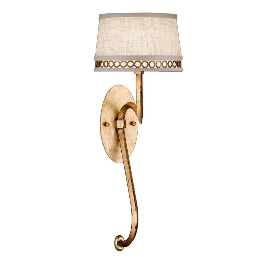 Fine Art Handcrafted Lighting Allegretto Gold Single-Light Wall Sconce with White Textured Linen Shade