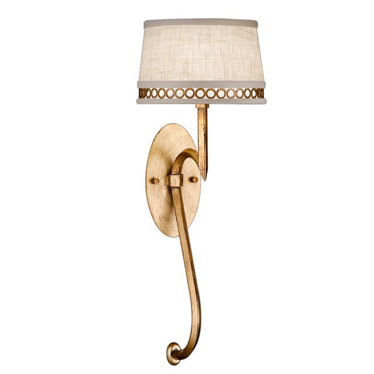 Fine Art Handcrafted Lighting Allegretto Gold Single-Light Wall Sconce with White Textured Linen Shade