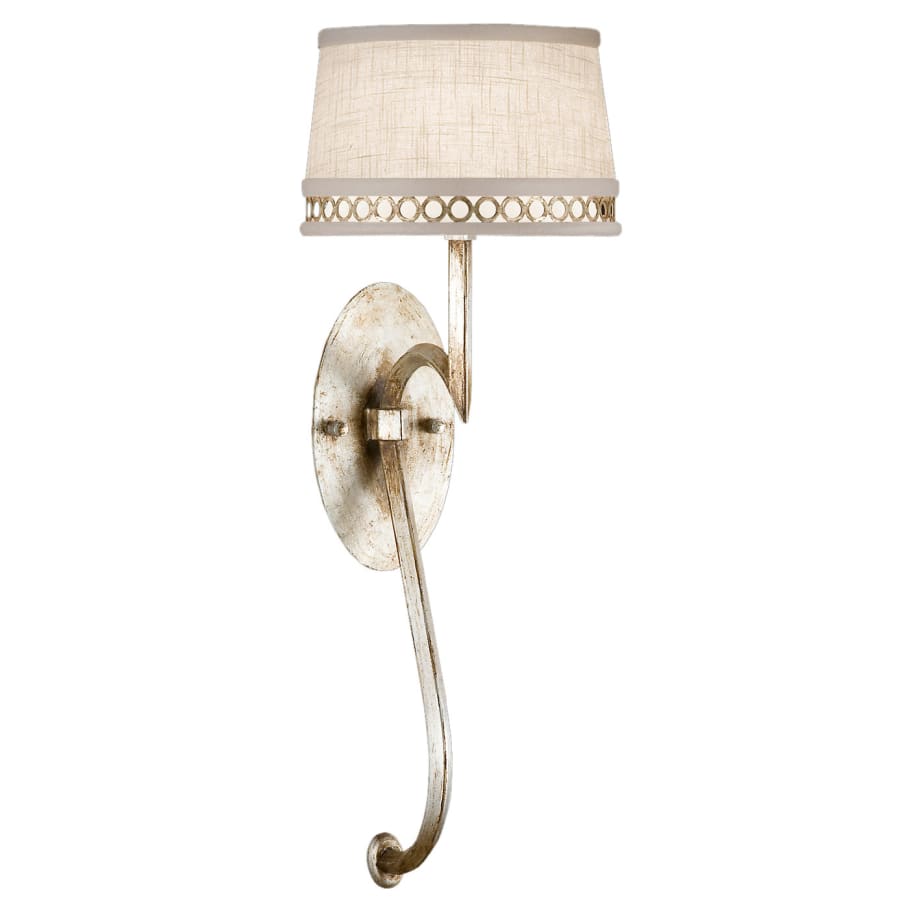 Fine Art Handcrafted Lighting Allegretto Silver Single-Light Wall Sconce with White Textured Linen Shade