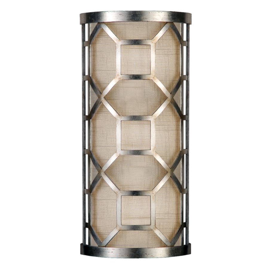 Fine Art Handcrafted Lighting Allegretto Silver Two-Light Wall Sconce with White Textured Linen Shade