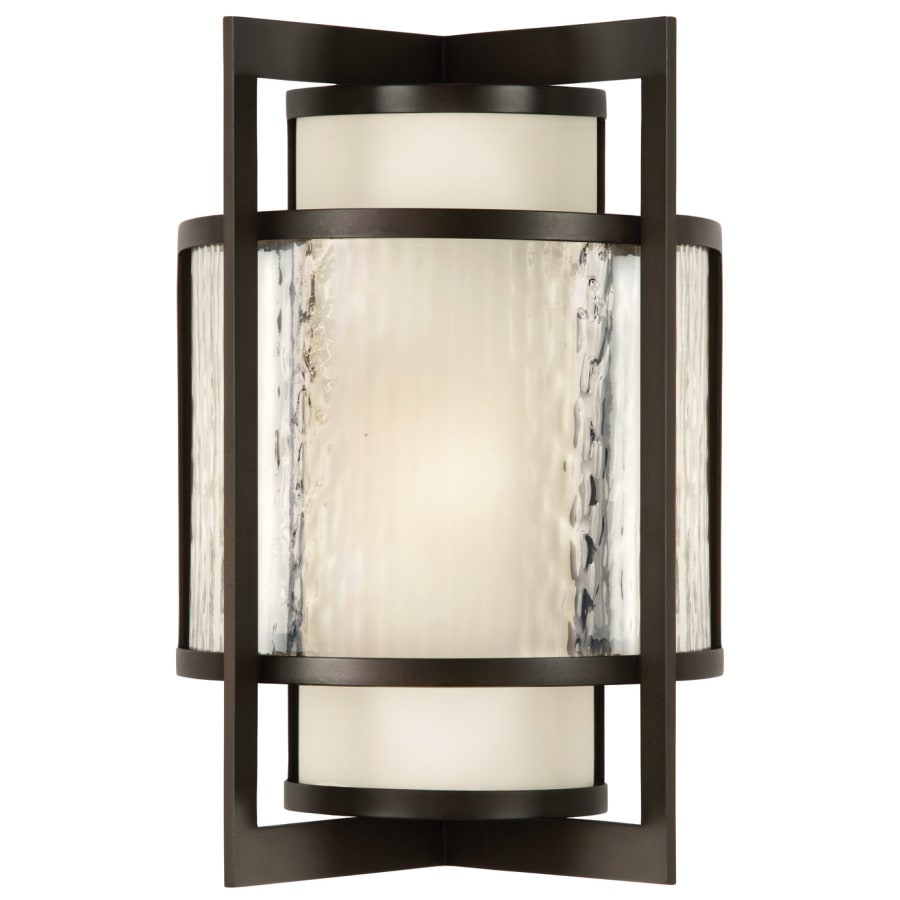 Fine Art Handcrafted Lighting Singapore Moderne Outdoor Two-Light Outdoor Wall Sconce with Off-White Interior and Clear Textured Exterior Glass Shades