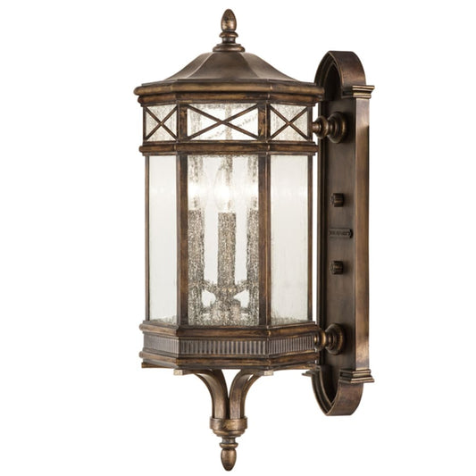 Fine Art Handcrafted Lighting 3 Light Outdoor Wall Sconce in Antique Bronze Finish from the Holland Park Collection