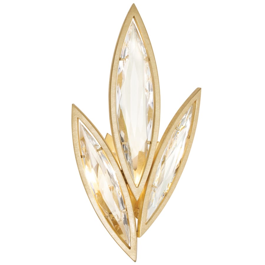 Fine Art Handcrafted Lighting 2 Light ADA Wall Sconce in Florentine Brushed Gold Leaf Finish with Hand-Cut Faceted Crystals from the Marquise Collection